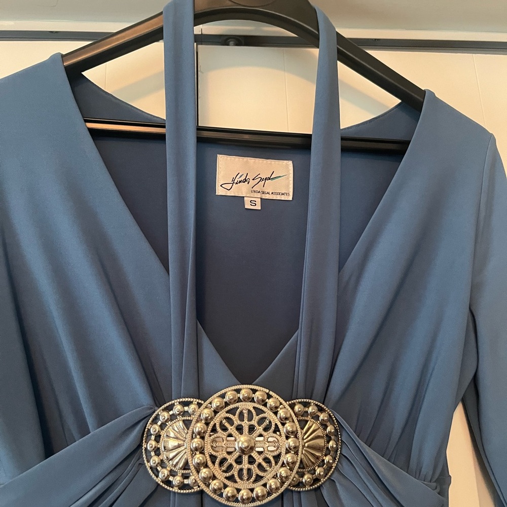 Flattering Blue Evening Blouse. - image 1